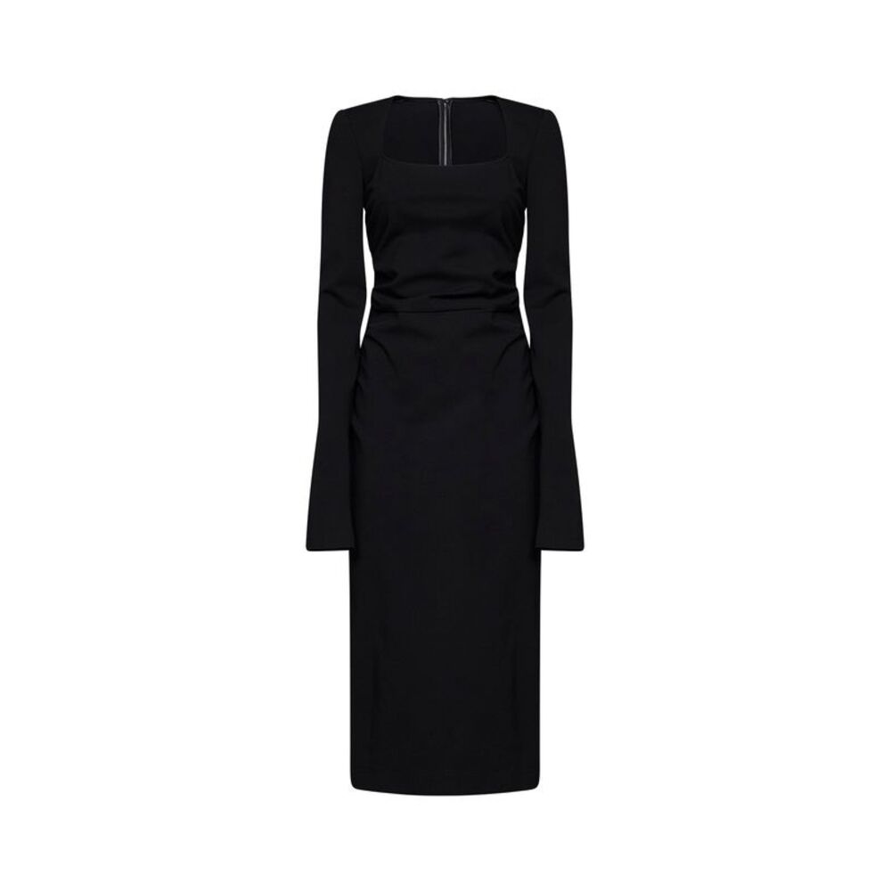 Dolce & Gabbana Women Black Jersey Midi Sheath Dress